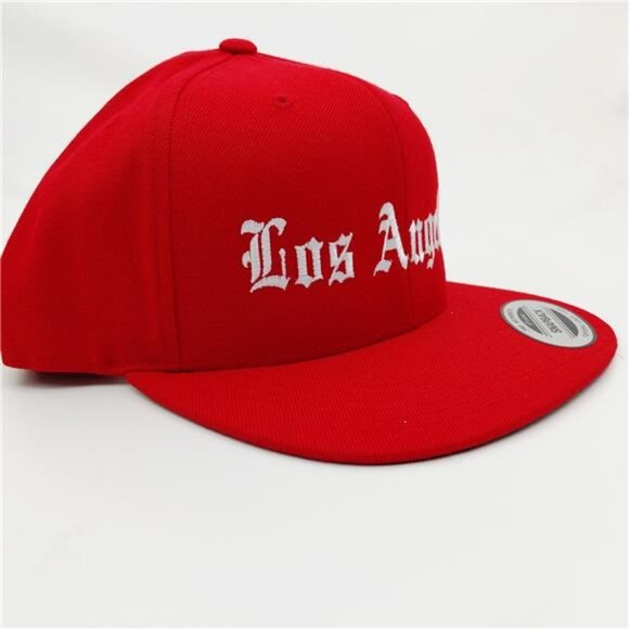 Los Angeles LA Red Snapback Hat Men’s Embroidered Solid Cap Adjustable NWT